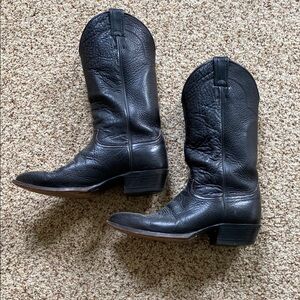 Black Leather Cowboy Boots